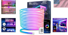 Load image into Gallery viewer, 50FT Waterproof RGB Neon LED Rope Lights with Remote &amp; App Control for Home D...