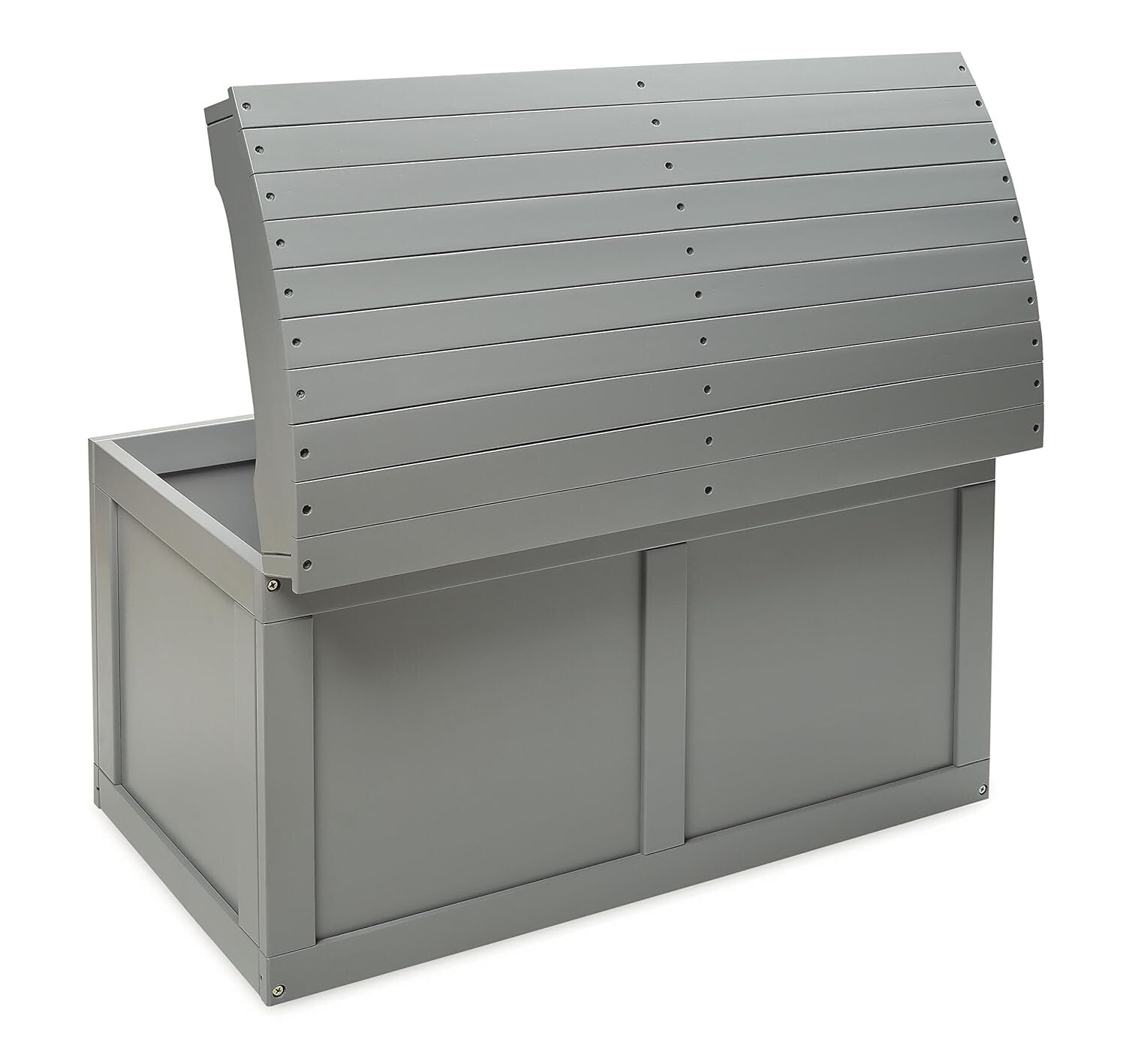 Elegant Gray Hardwood Toy Box with Support Hinge - Perfect for Kids Storage