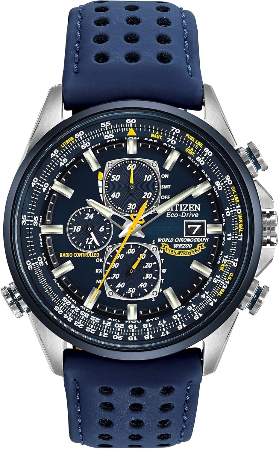 Sophisticated Men's Blue Angels Eco-Drive Watch with Perpetual Calendar Feature