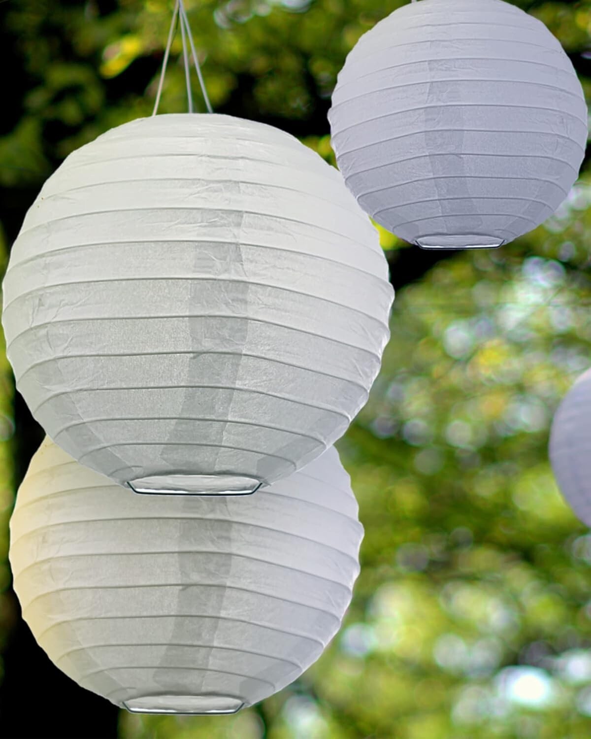 Customizable Round White Paper Lanterns - 80 Pcs for Weddings & Celebrations