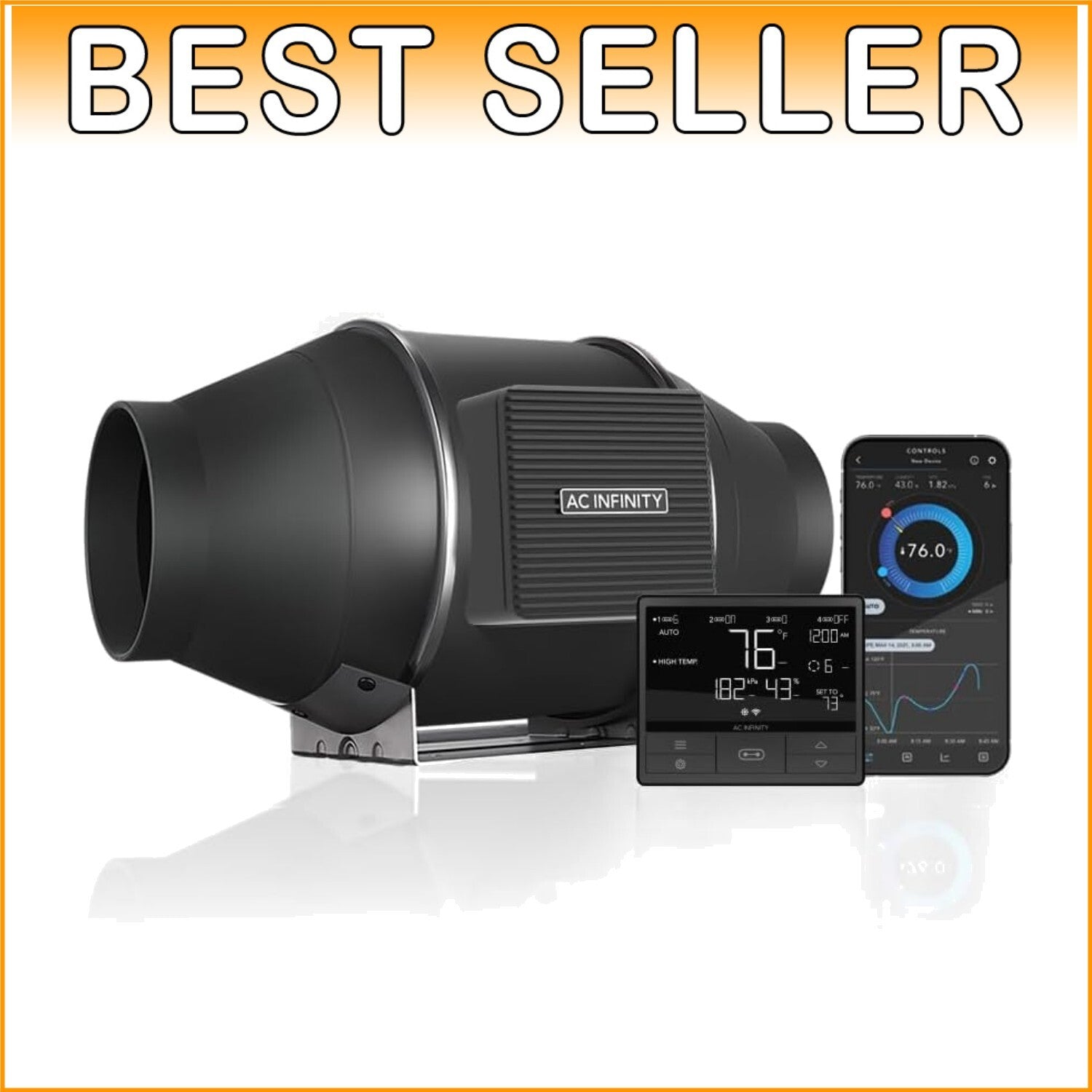 Energy-Efficient 4-Inch Duct Fan with Temperature Control - Ideal for Grow Rooms