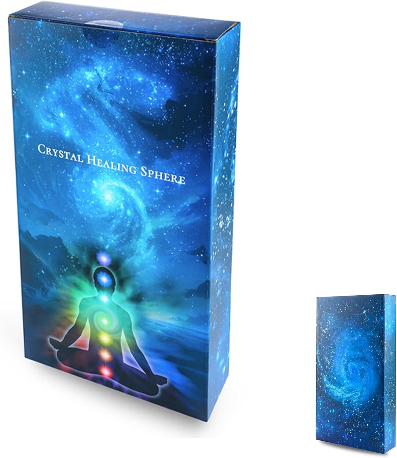 Multicolor 7 Chakra Crystal Spheres on Wooden LED Base - Perfect Gift Set