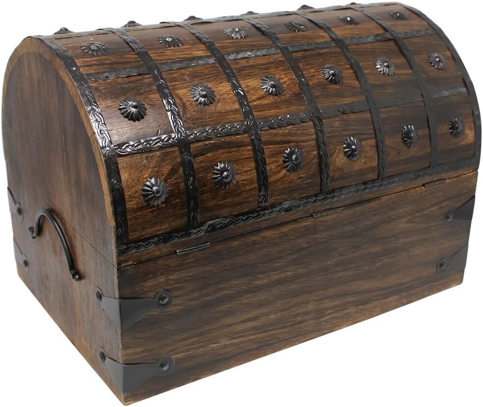 X-Large Pirate Treasure Chest with Iron Lock – Handcrafted Wooden Storage Box