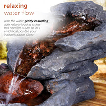Load image into Gallery viewer, Relaxing 20" River Rock Tabletop Fountain with LED Lights for Outdoor Ambiance