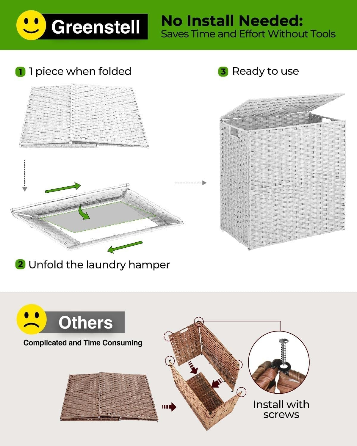 Durable Foldable Laundry Basket 110L with Lid - Stylish Organization Solution