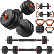 Load image into Gallery viewer, Portable and Durable 5-in-1 Adjustable Dumbbell Set (20-90lbs) for Home Workouts
