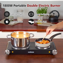 Load image into Gallery viewer, 1800W Double Electric Hot Plate - Adjustable Temperature for Versatile Cooking