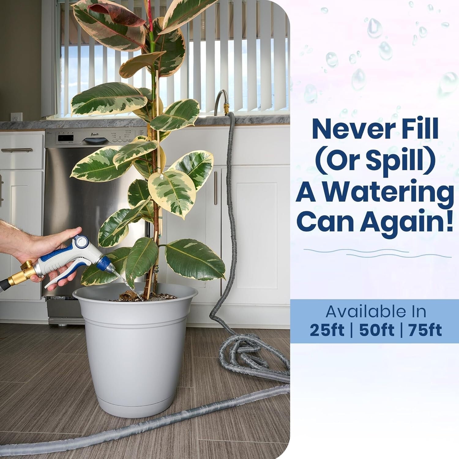 75 FT Indoor Sink Hose Attachment for Effortless Plant Watering & Cleaning