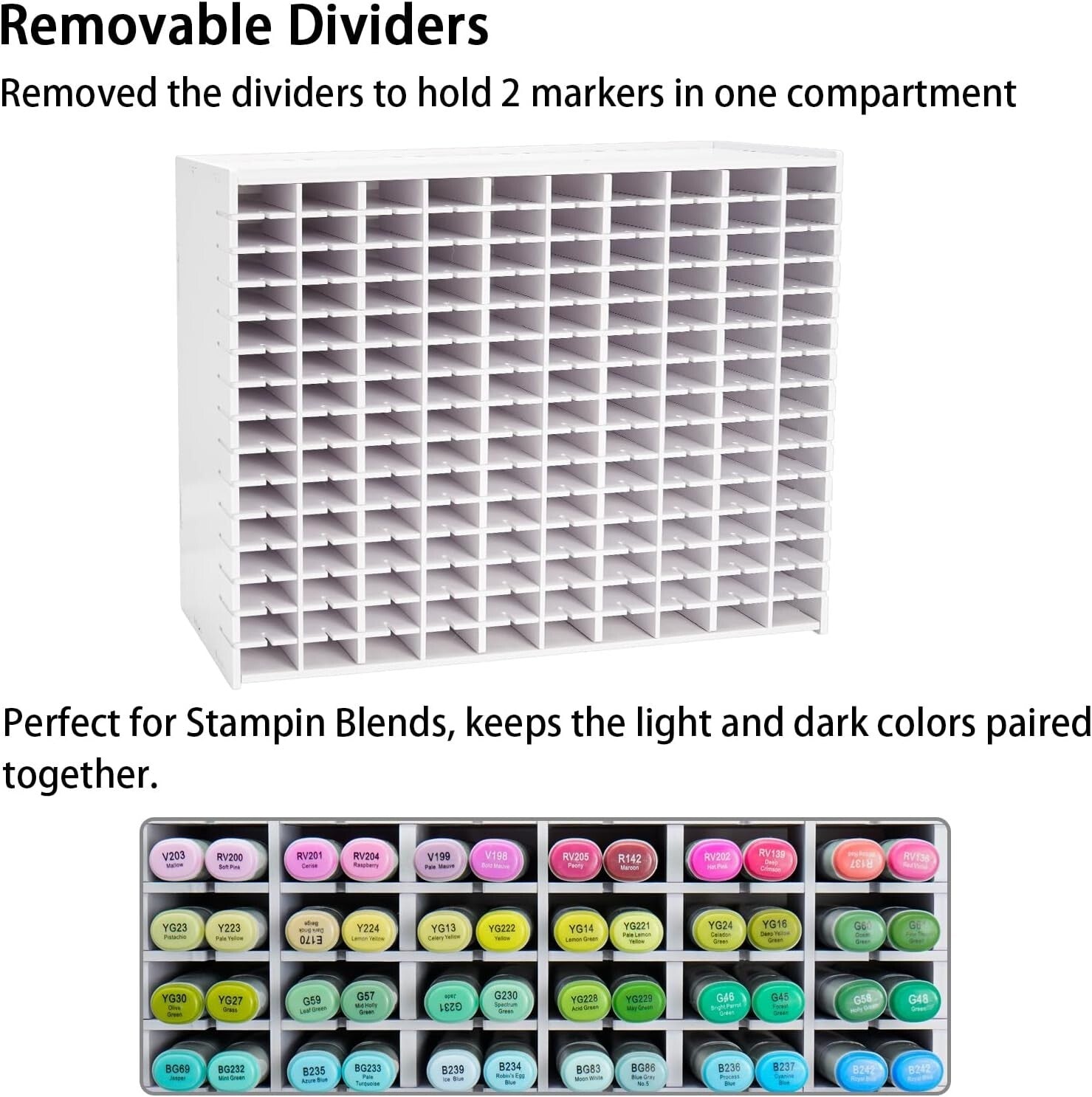 Art Marker Storage Rack for 300 Markers with Adjustable Dividers - PVC Organizer