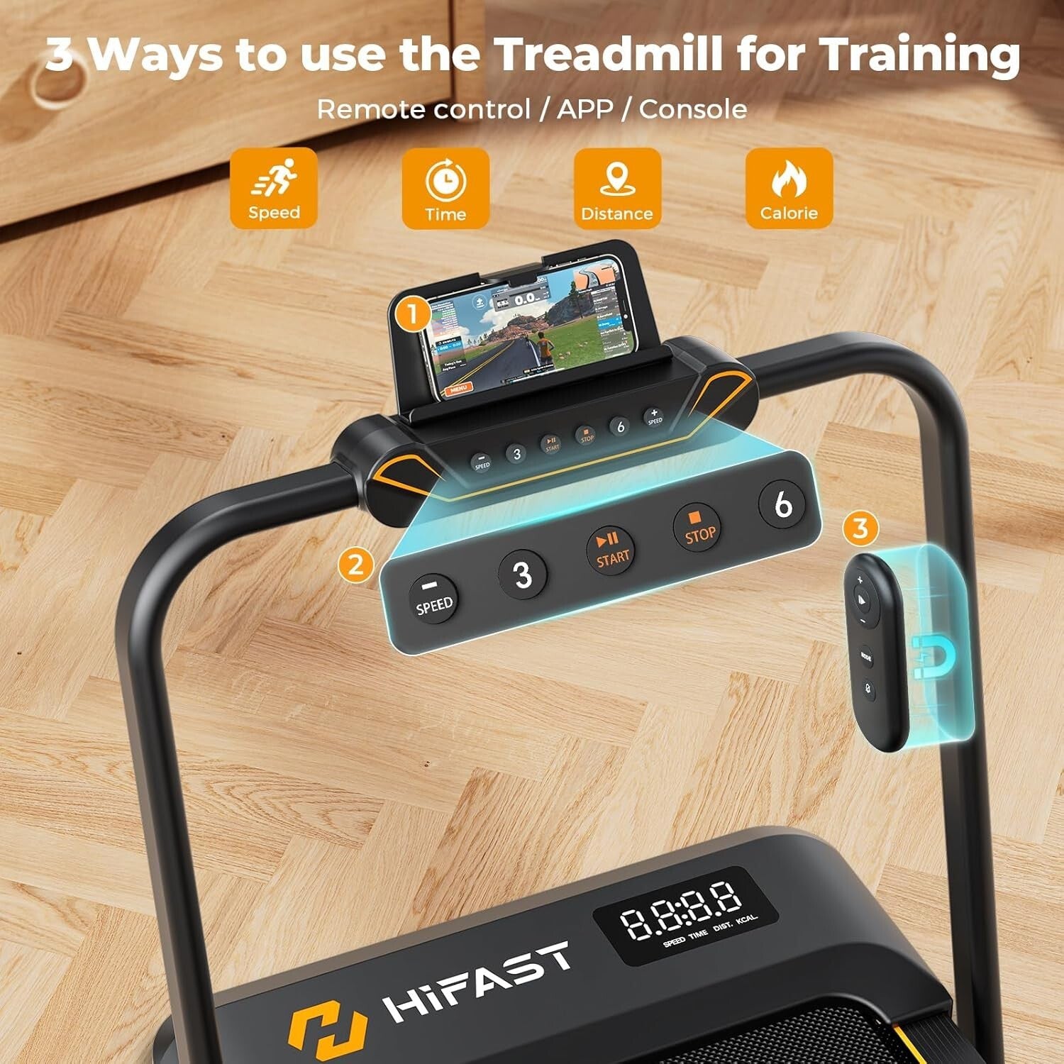 Foldable Under Desk Treadmill with Bluetooth & 3-Way Control - Silent Operation