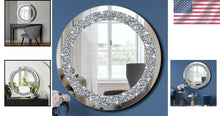 Load image into Gallery viewer, Stylish 20 Inch Round Mirror - Crystal Crush Bling for Bedroom and Living Room