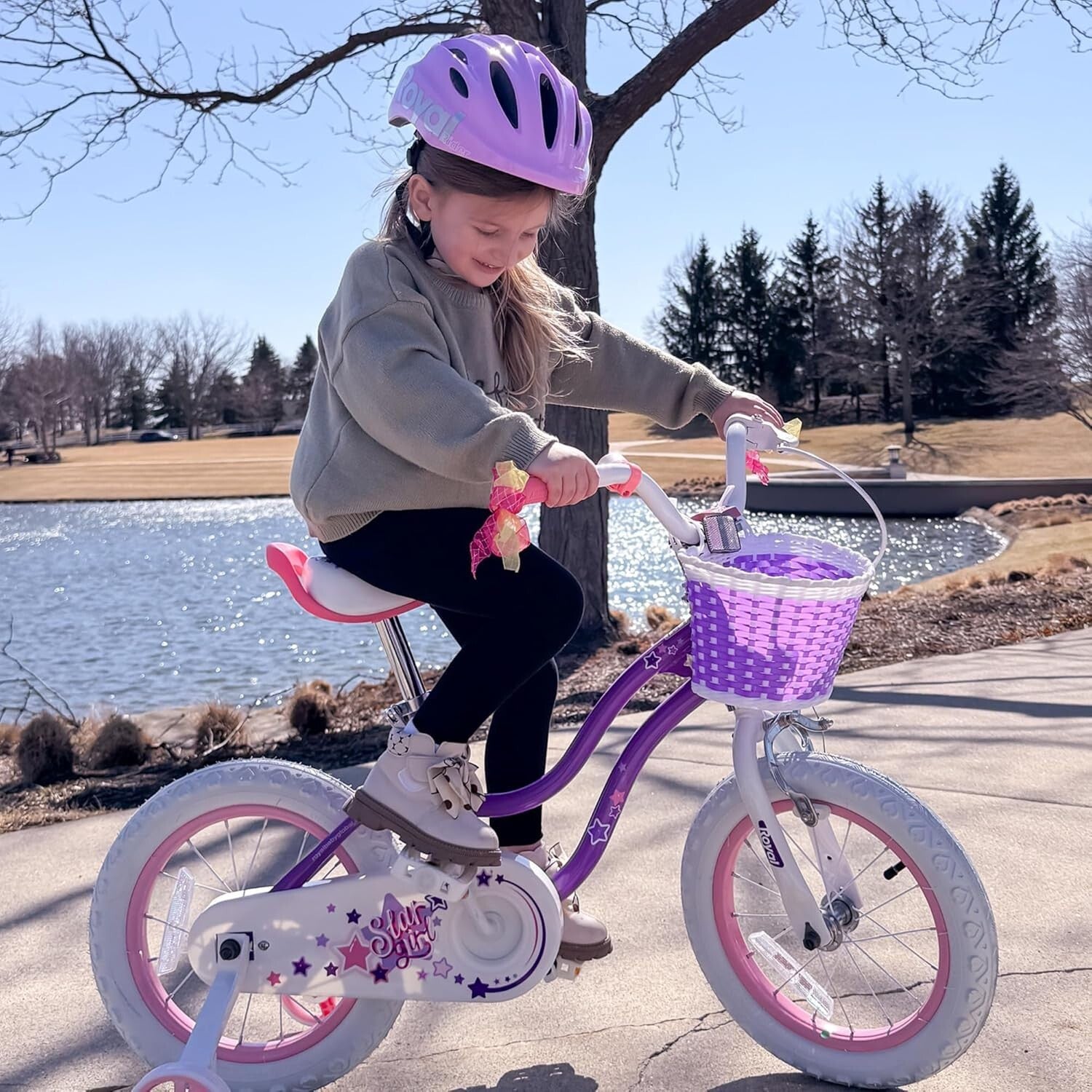 Stylish Girls Bike 14-Inch with Training Wheels & Basket for Easy Learning