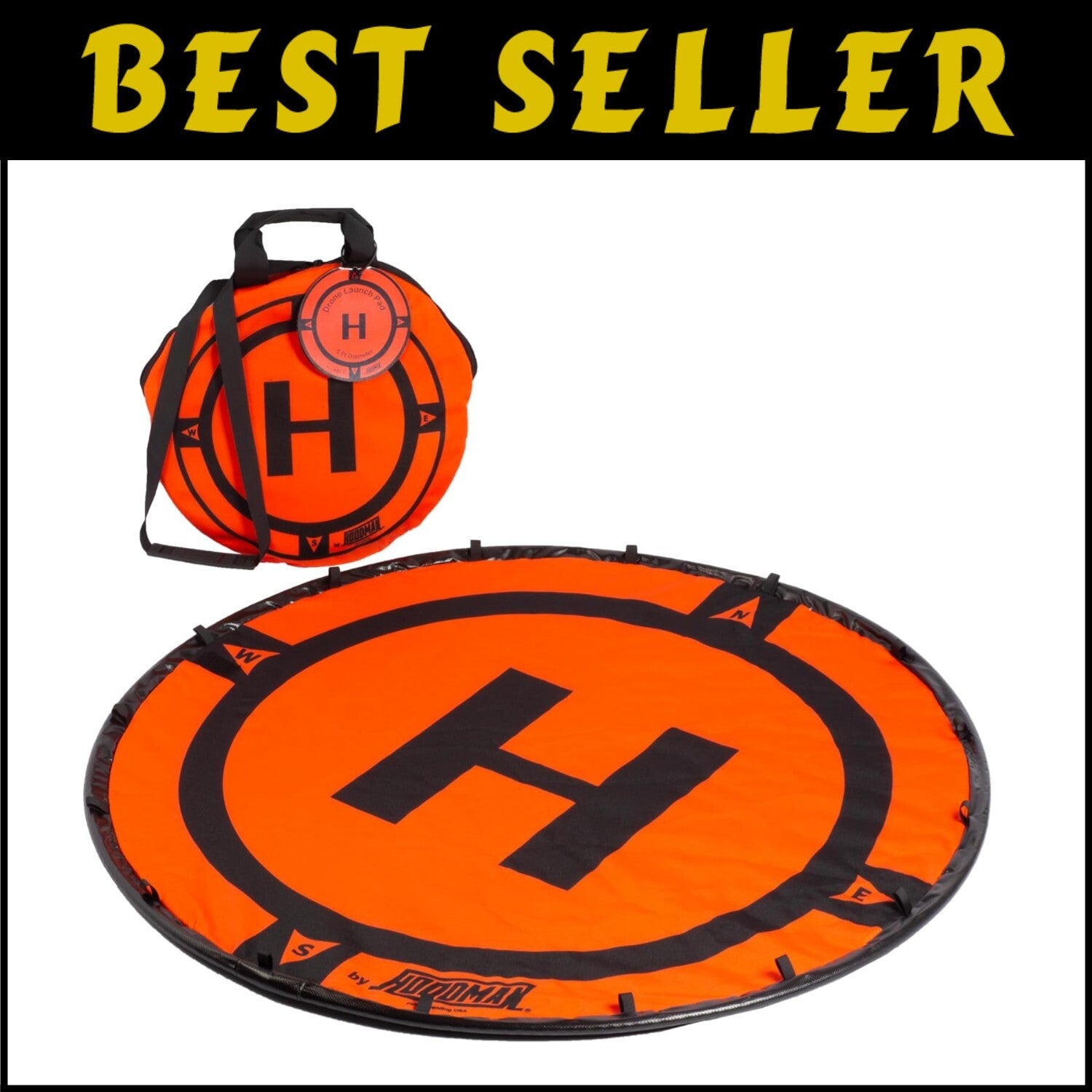 5' Orange Collapsible Drone Pad for Heavy Duty Landings - Quick Setup & Storage