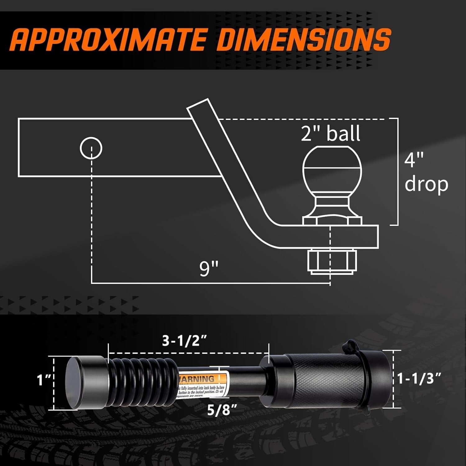 Easy-Install 4-Inch Drop Hitch with Attached 2-Inch Ball & Lock - Black Finish