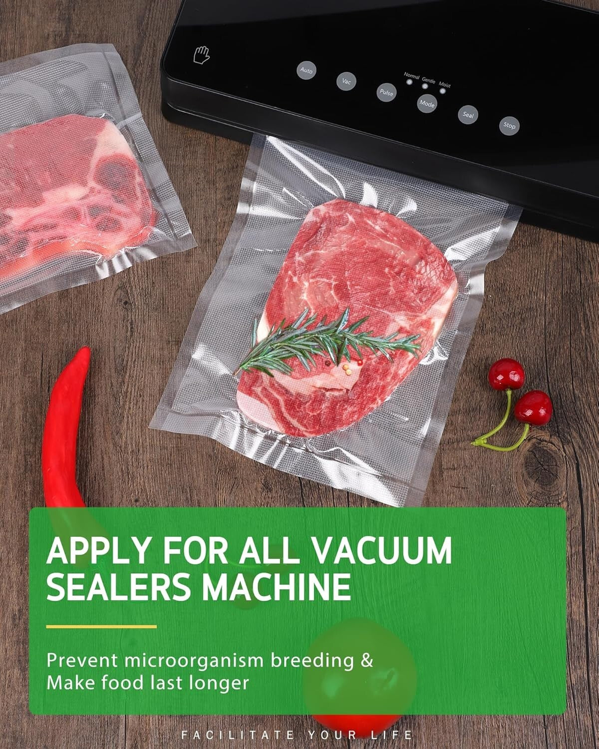 10 Pack Commercial Grade Vacuum Sealer Bags - Ideal for Meal Prep & Storage