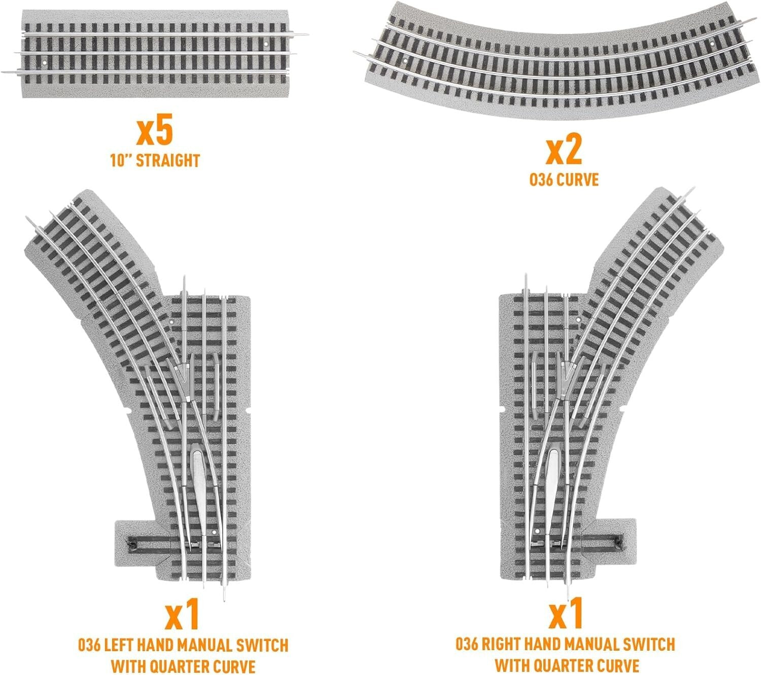 FastTrack O Gauge Electric Track Expansion Pack - Includes 9 Durable Pieces