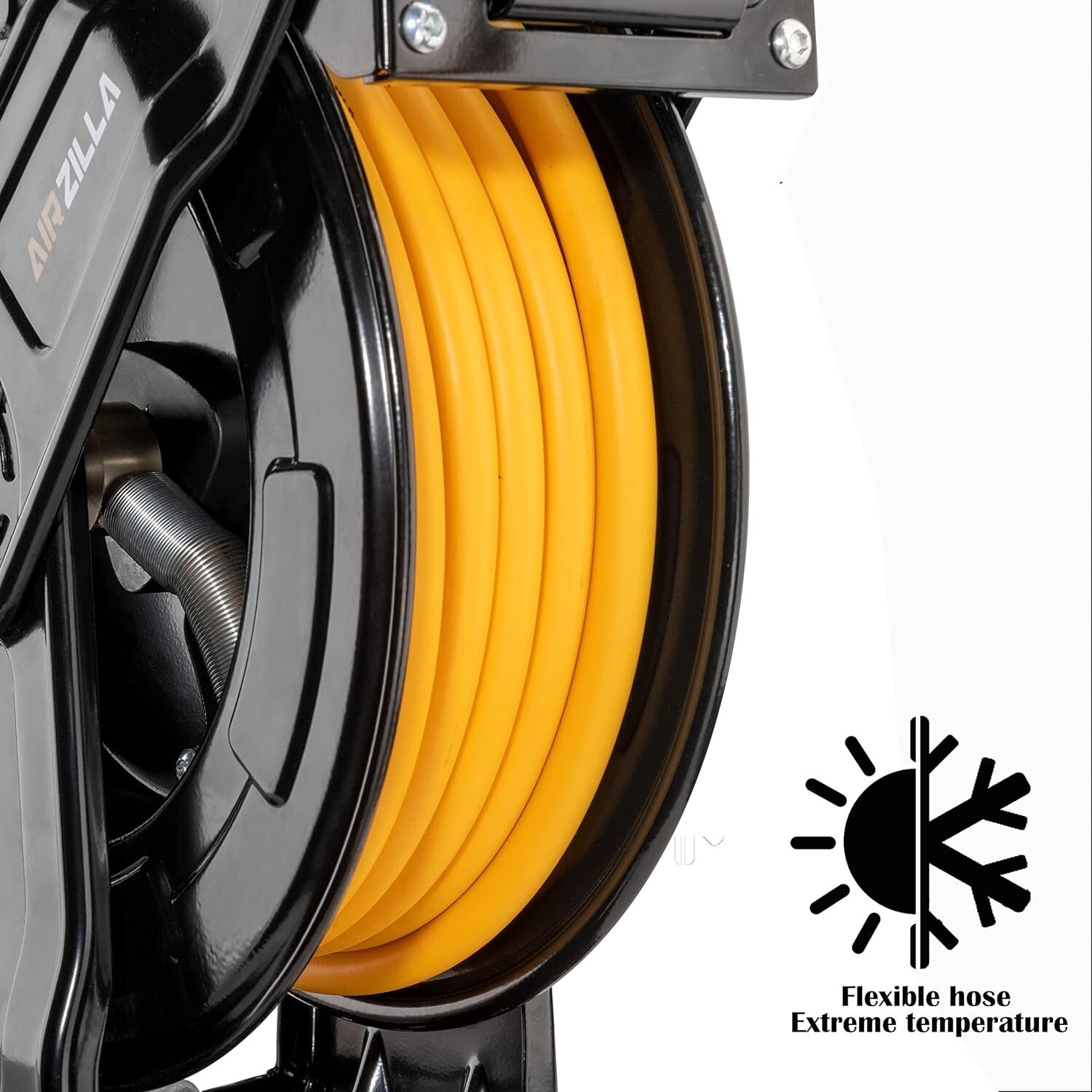 Versatile Dual Arm Air Hose Reel with 65FT Hose – Automatic Rewind & Lock System