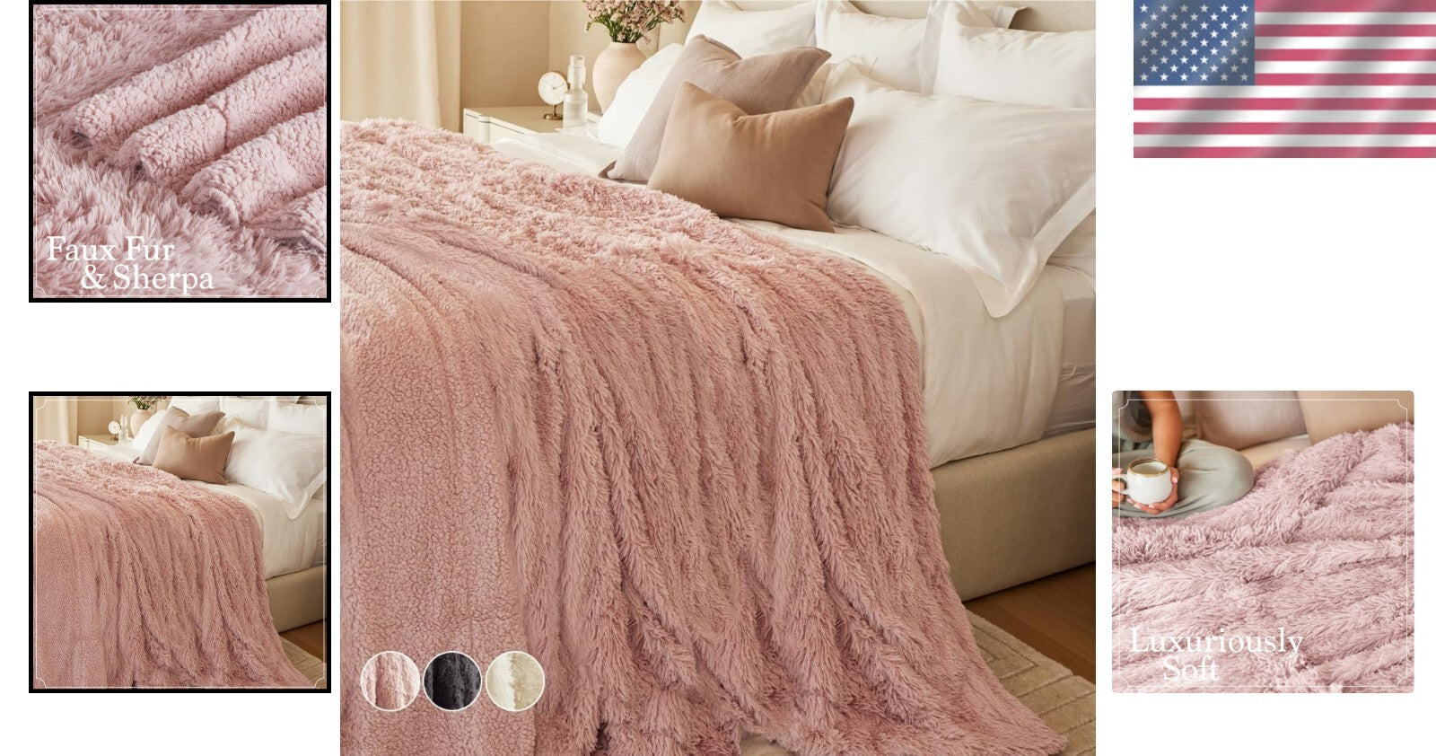 Elegant Floral Shag Throw Blanket King Size 108x90 - Perfect Gifts for Women