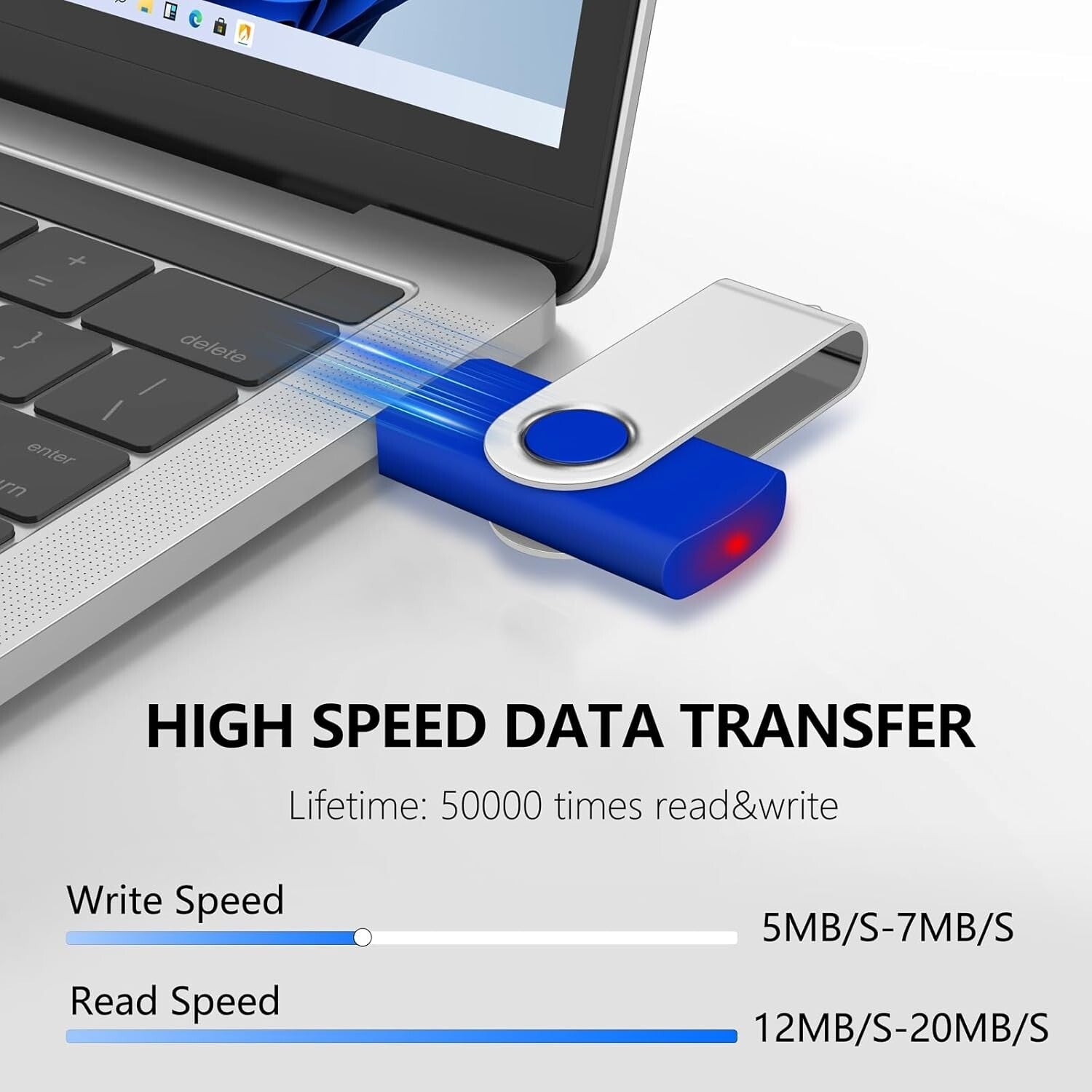 128MB USB 2.0 Flash Drive - 50 Pack Durable Swivel Design with Lanyards Included