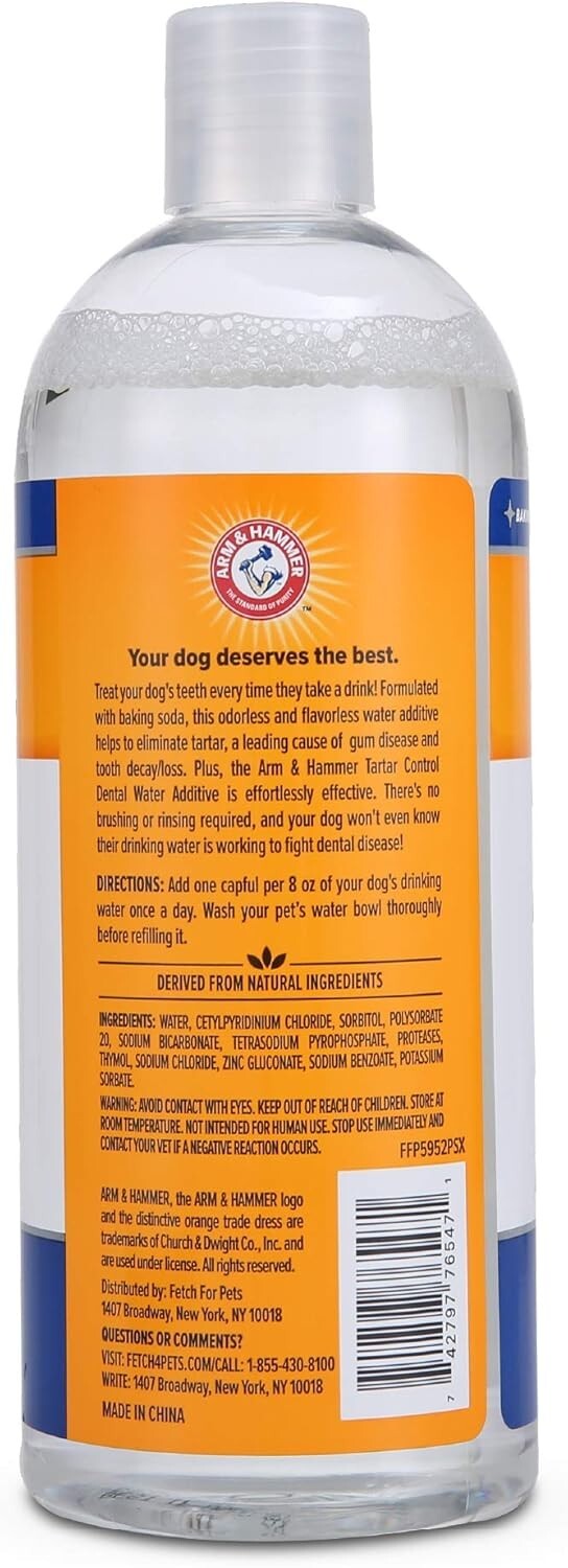 16 Fl Oz Odorless Dental Water Additive for Dogs - Fights Tartar & Plaque