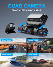 Load image into Gallery viewer, FHD 1080p 4-Channel Dash Camera with Built-in GPS &amp; Wi-Fi for Seamless Recording