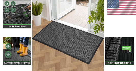 Versatile 47" x 24" Indoor Outdoor Door Mat - Durable, Easy to Clean Gray Rug