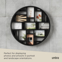 Load image into Gallery viewer, Gallery-Style Black Collage Frame Holds 9 Photos, 22-Inch Round Decor