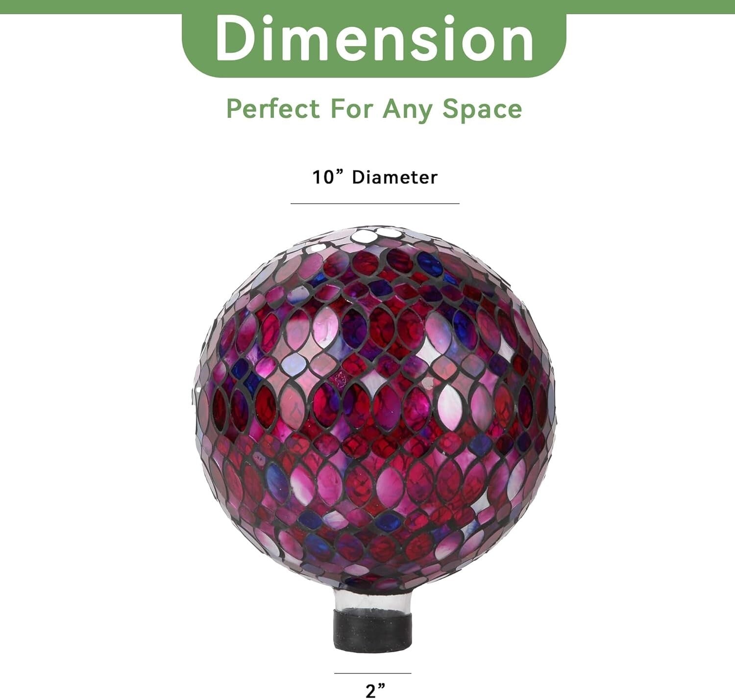 Weather-Resistant 10-Inch Colorful Mosaic Gazing Ball - Perfect Gift Idea