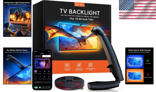 18ft Cuttable Multicolor LED Backlight for 75-85 Inch TV with Smart Controls