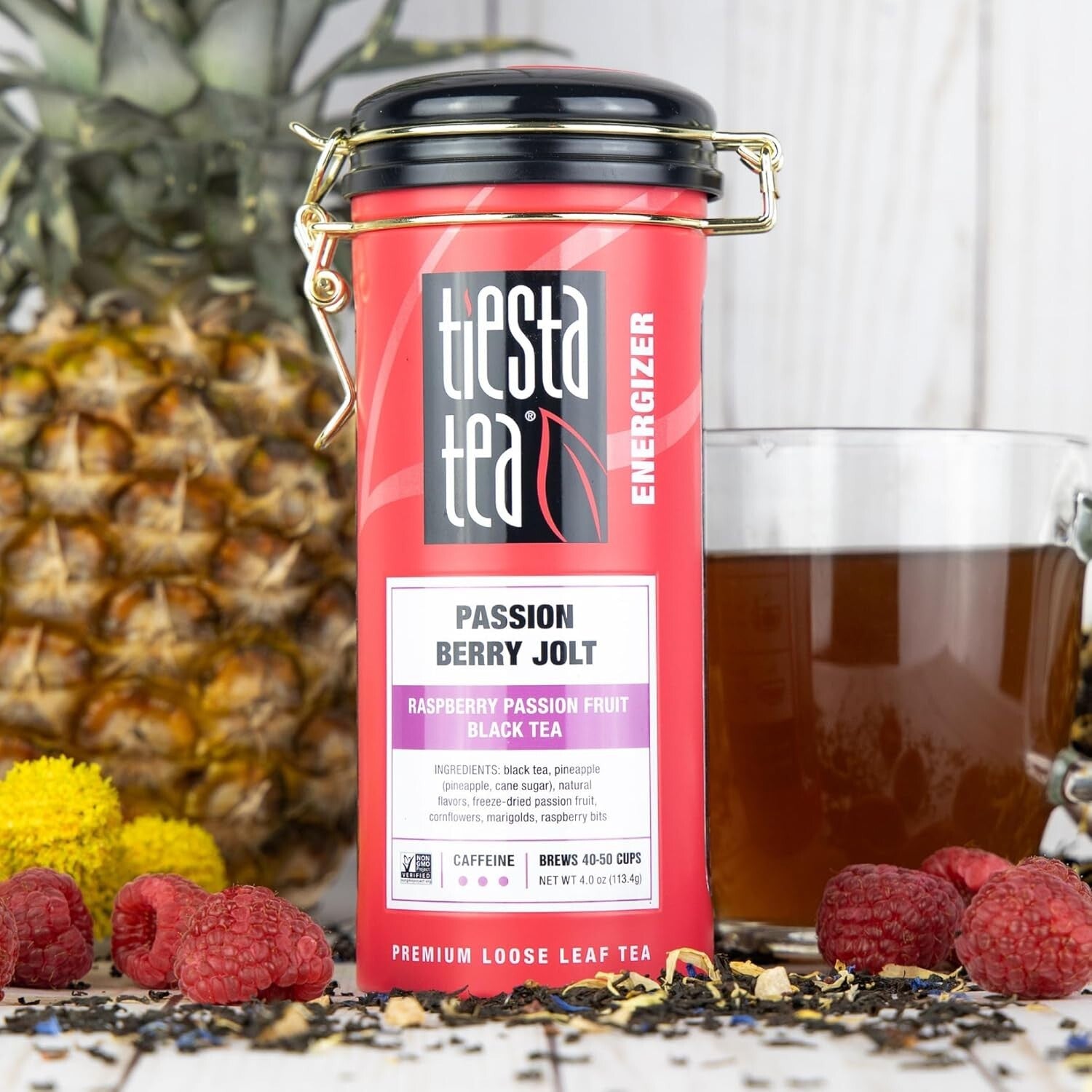 Caffeinated Raspberry Passionfruit Black Tea Blend - Perfect for Hot or Iced