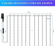 Load image into Gallery viewer, App-Controlled 400 LED Color Changing Curtain Lights - 6.5x6.5ft for All Seasons