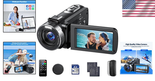42MP 4K Video Camcorder with Rechargeable Batteries & USB Webcam Function