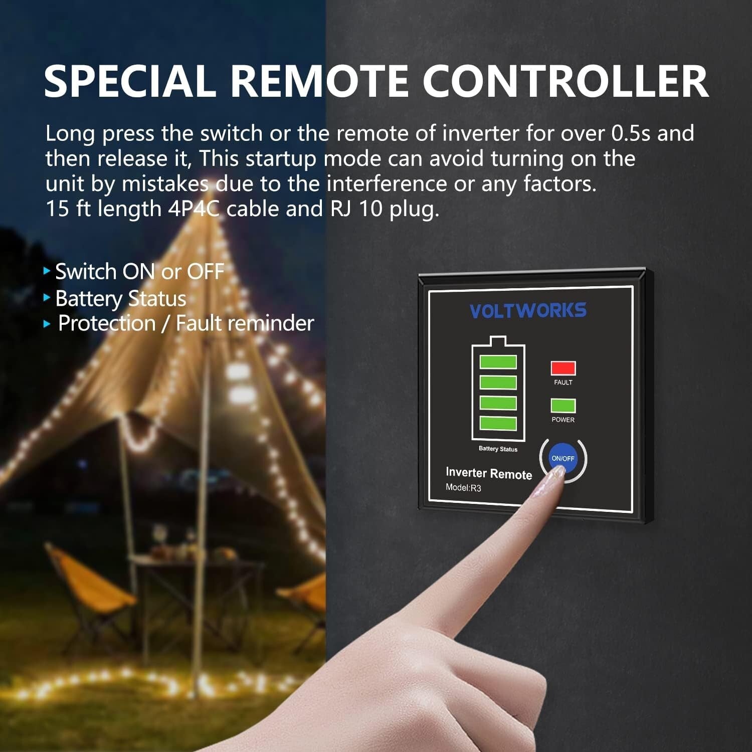 1500W Off-Grid Pure Sine Wave Inverter with Remote - Perfect for Emergency Use