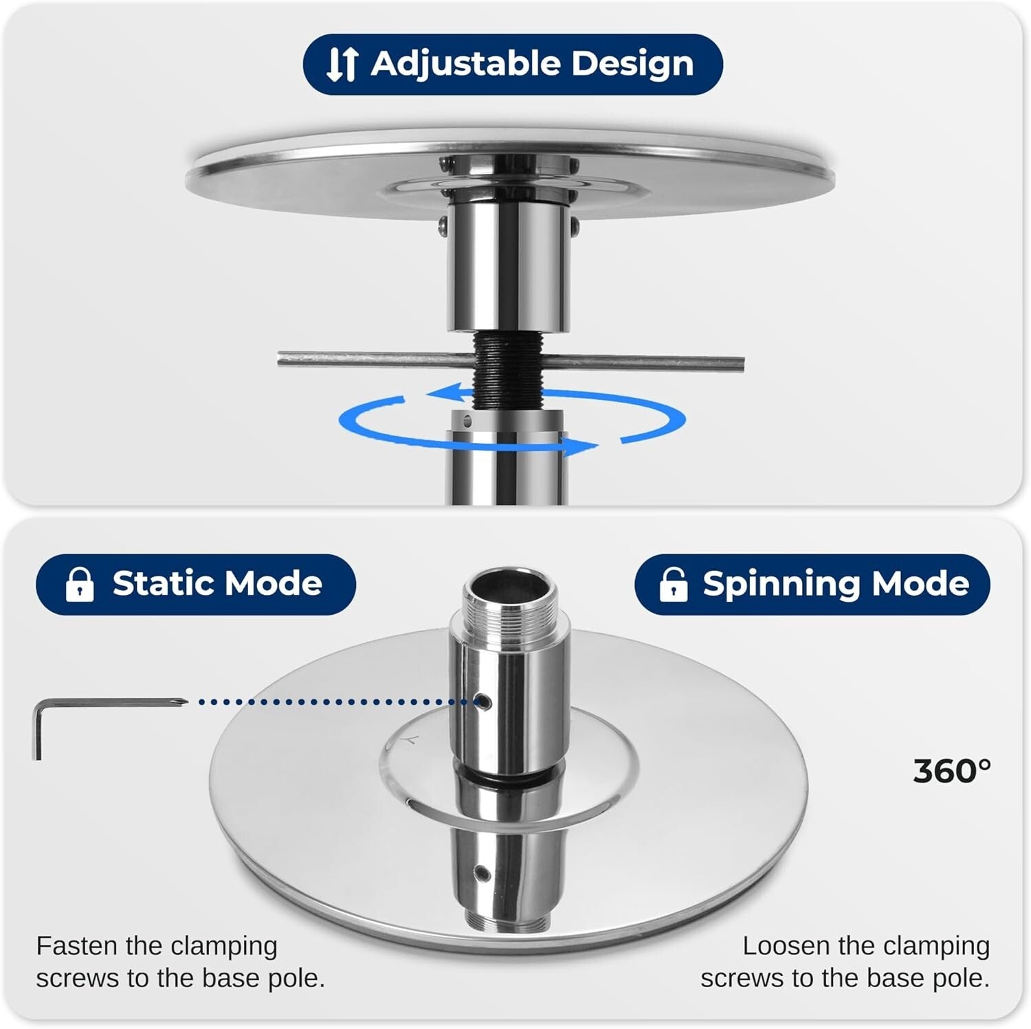 Enhanced Fitness & Dance: 45mm Chrome Pole with Adjustable Height & Party Lights