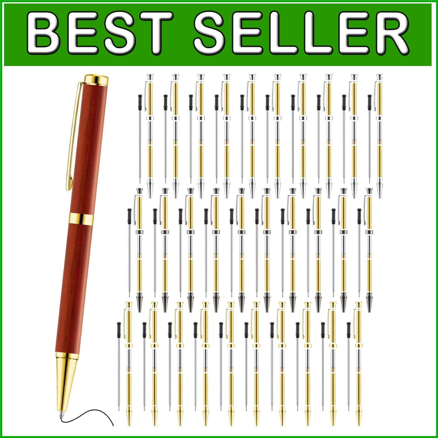 DIY Wood Turning Pen Kit - 30 Pcs in Black, Silver, Gold for Personalized Gifts