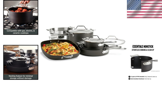 High-Performance 10-Piece Nonstick Cookware Set - Induction Compatible & Stylish