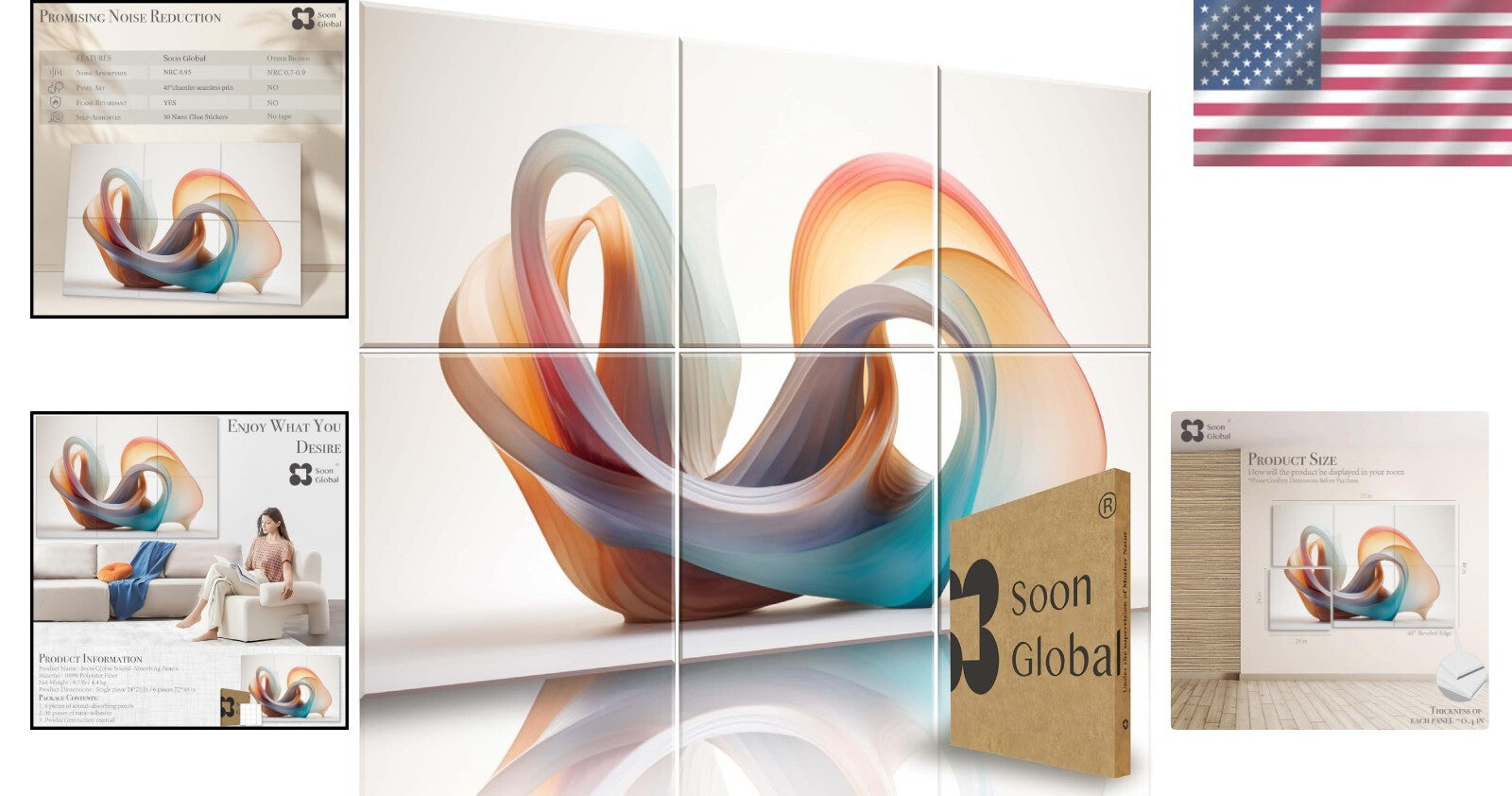 Decorative Acoustic Wall Panels, Artful Sound Absorbing Panels 72 X 48 Inches