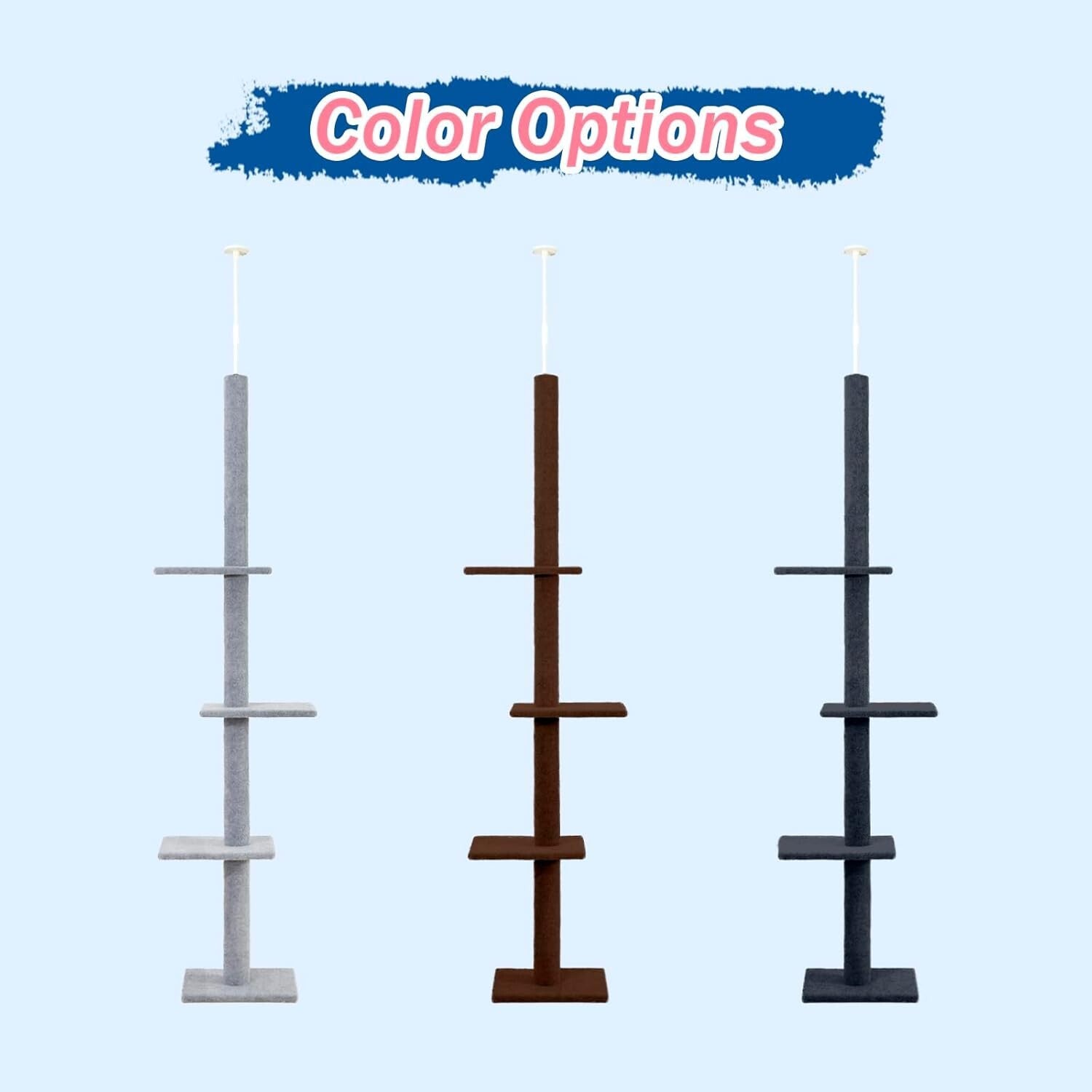 Indoor Adjustable Cat Tower 95-108” - Promote Climbing & Scratching Healthy Play