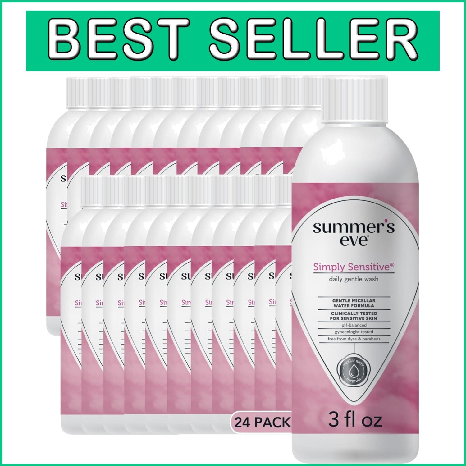 Simply Sensitive Feminine Wash - 3 fl oz TSA Approved, Perfect for On-the-Go