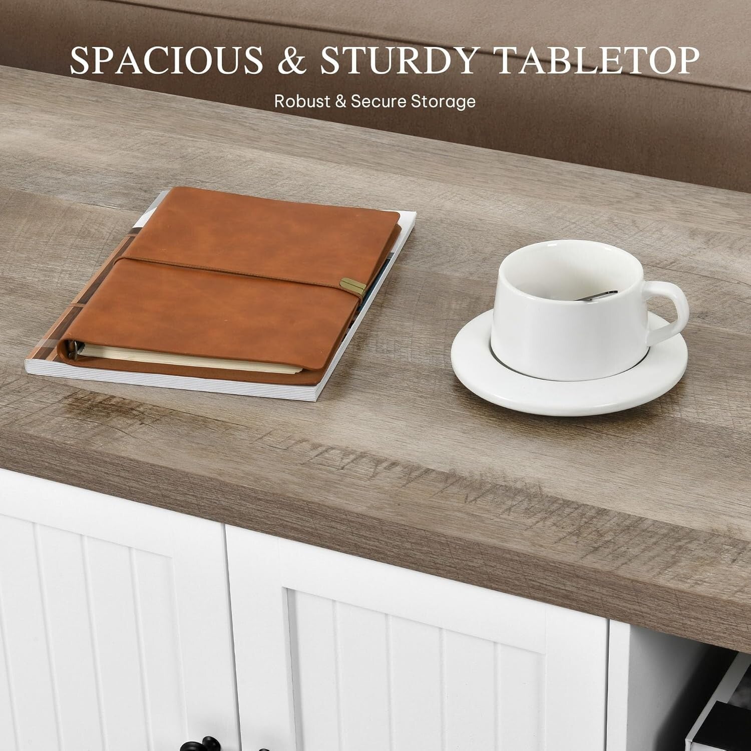 Farmhouse-Modern Coffee Table with Storage Cabinet and Easy Assembly - 39-inch