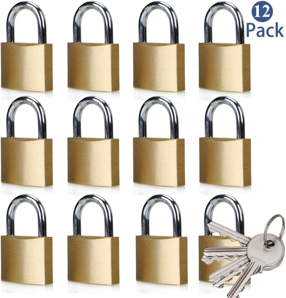 Durable Polished Brass Padlocks - Keyed Alike 12 Pack for Versatile Security