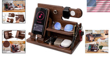 Load image into Gallery viewer, Natural Wood Phone Station with Key Holder - Gifts for Husband, Dad or Boyfriend