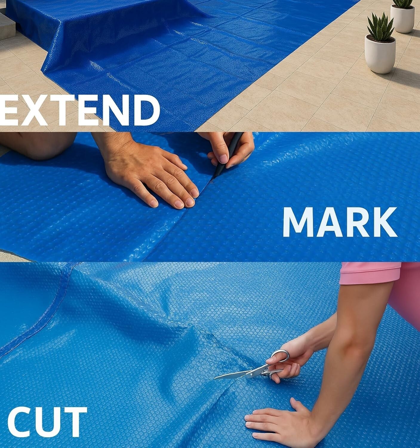 12 Mil Thick Swimming Pool Solar Cover - 16'x32' Heat Retention Blanket