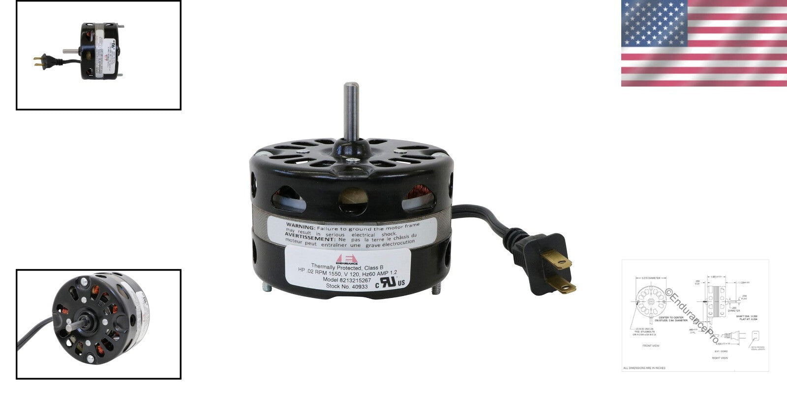 Direct Replacement 3.3 Inch Vent Fan Motor for Nutone/Broan Models - UL Approved