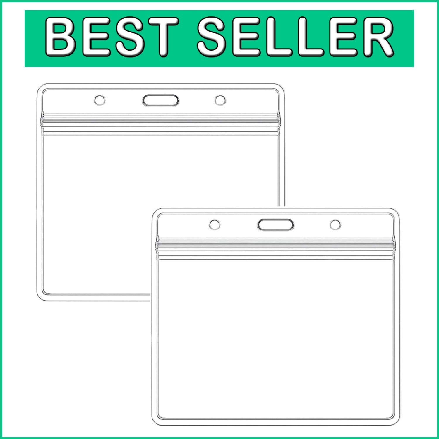 200-Pack Extra Thick Waterproof Horizontal ID Badge Holders with Zipper Closure