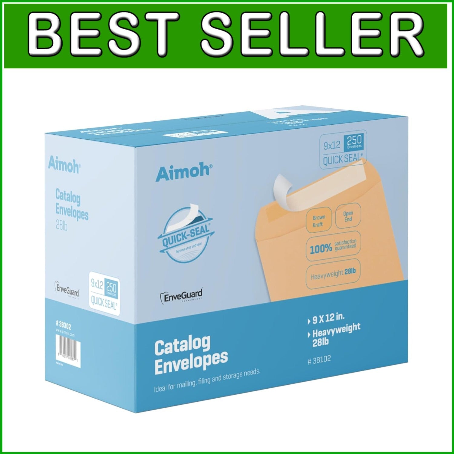 Durable 9x12 Self-Sealing Brown Kraft Envelopes - 250 Pack for Business Use