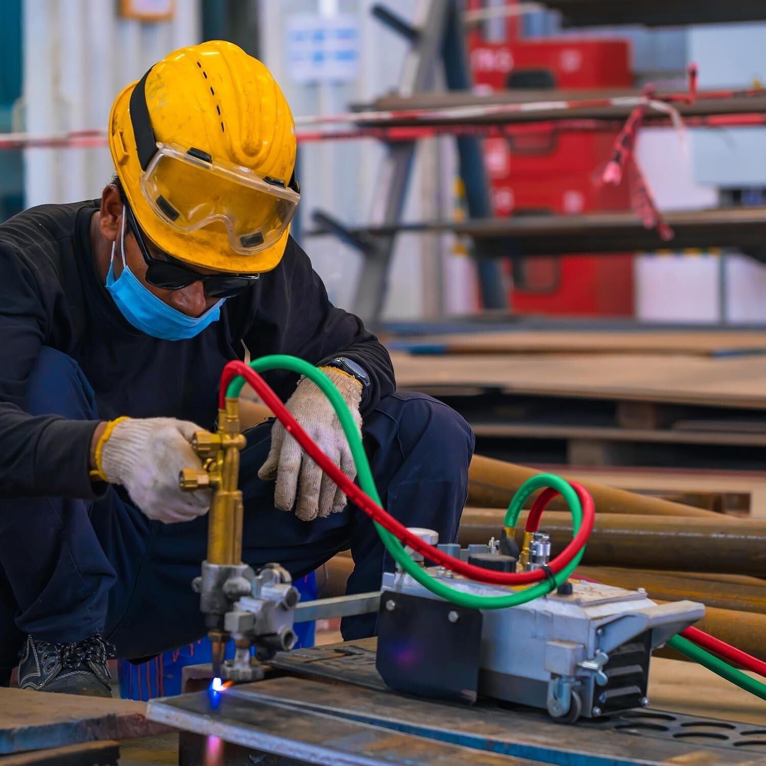 50 Foot Twin Oxy Acetylene Hose - Flexible, Abrasion-Resistant for Welders