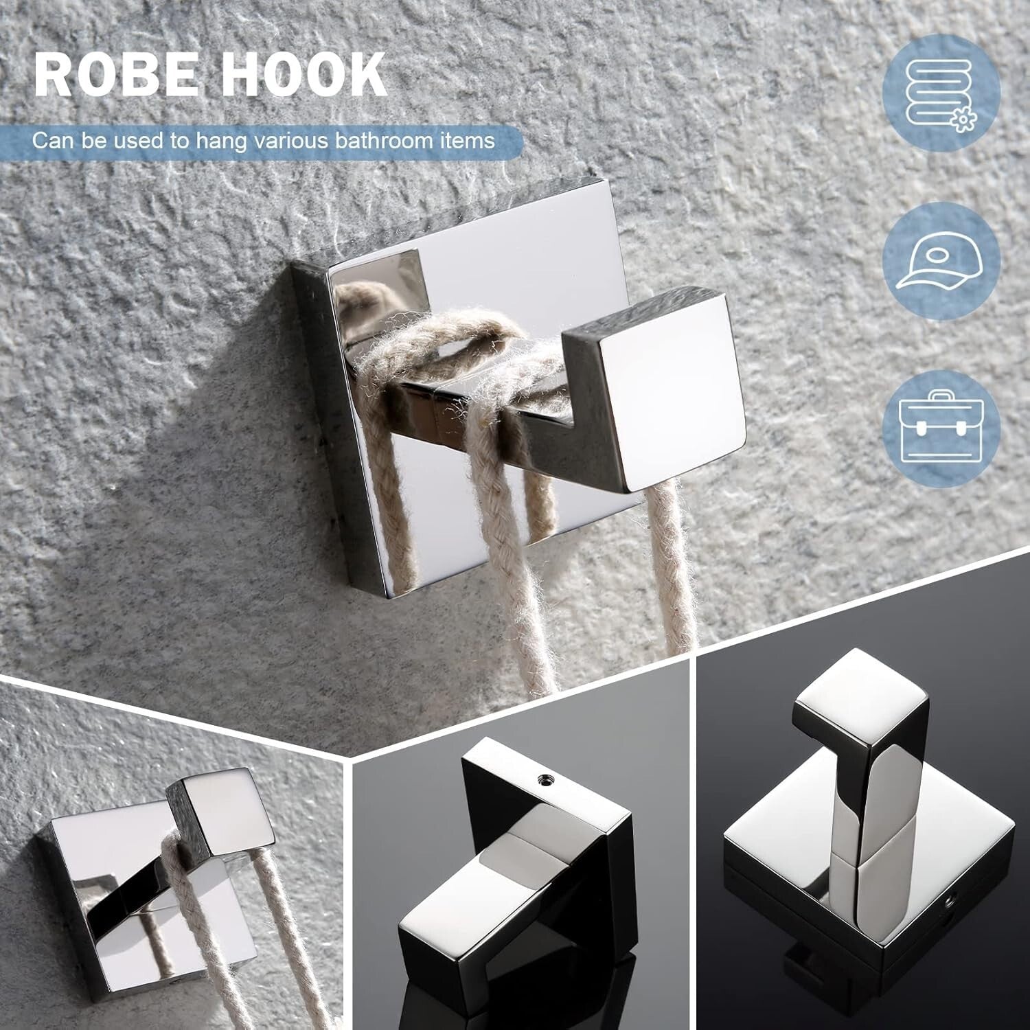 Elegant 4-Piece Wall Mounted Towel Bar Set - Polished Stainless Steel Finish