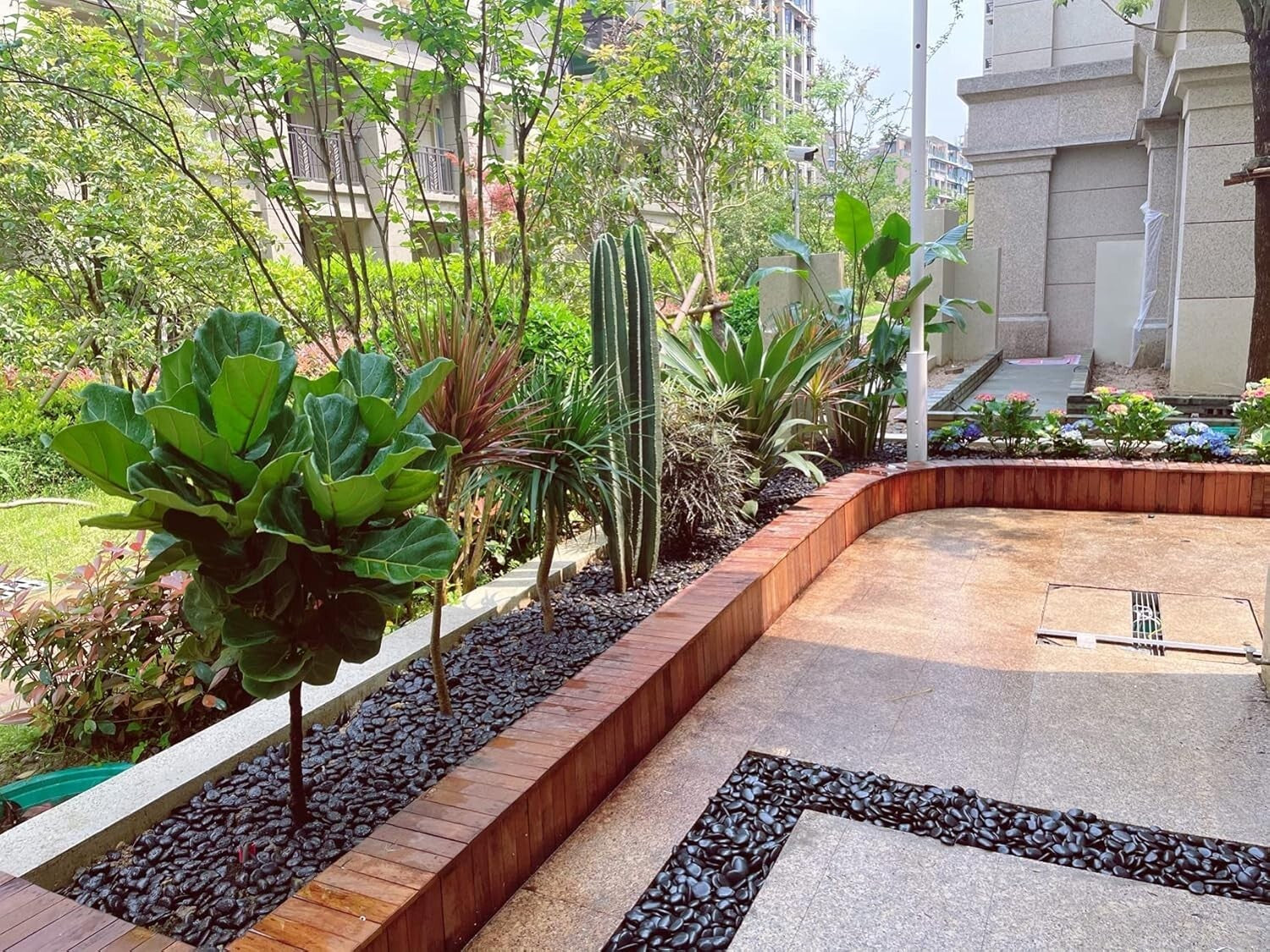 20 lbs Decorative Black River Rocks - Natural Pebbles for Stylish Plant Decor