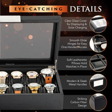 Load image into Gallery viewer, Sophisticated Men's Watch Box - 12 Slots for Luxury Timepieces in Black